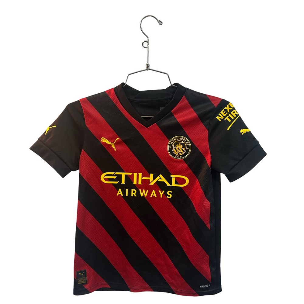 Puma Youth Manchester City 2022-23 Black and Red Soccer Away Jersey